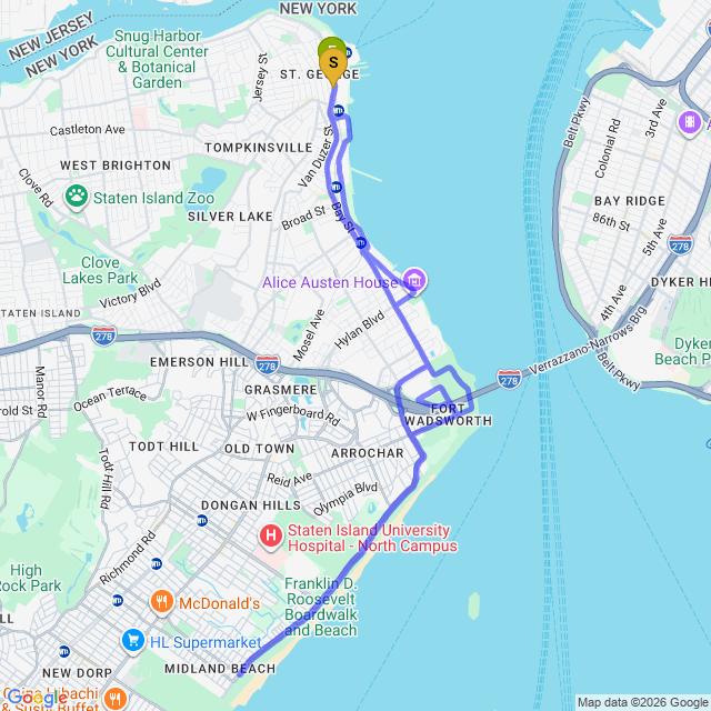Route map for #StatenIslandHalf